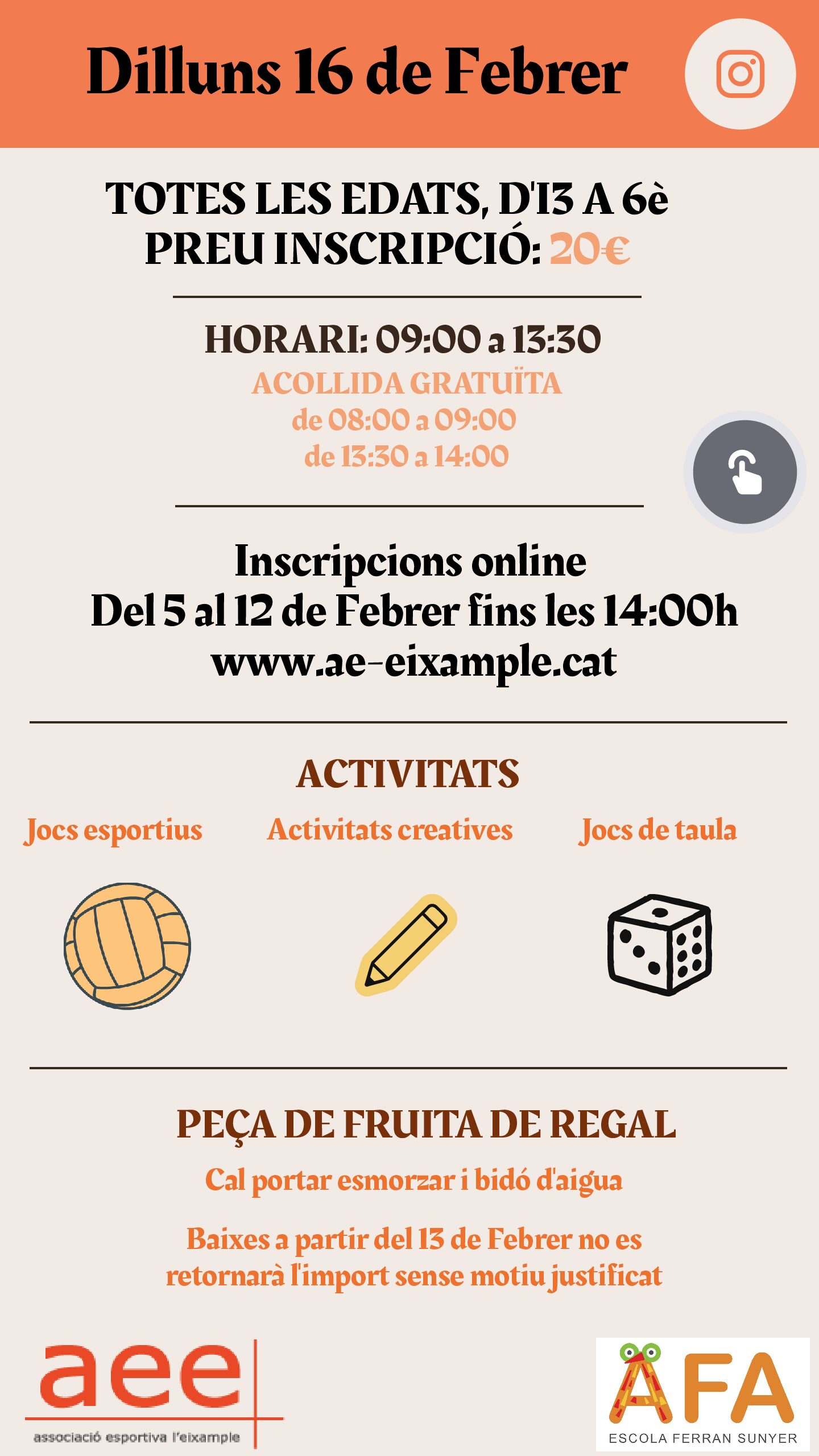 Casal escola: 16 de febrer de 2026