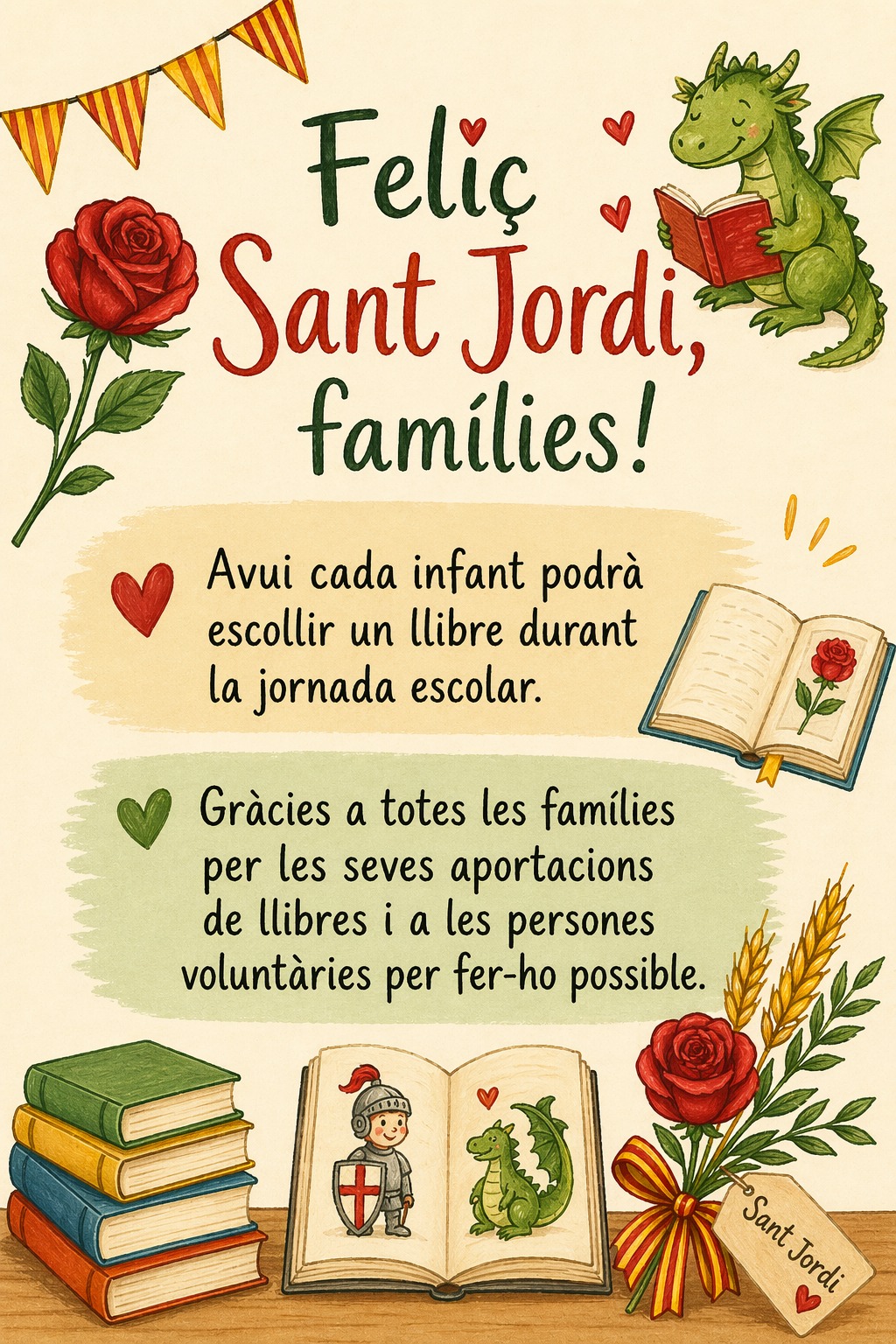 Feliç Sant Jordi 2026. Gràcies a totes les famílies!