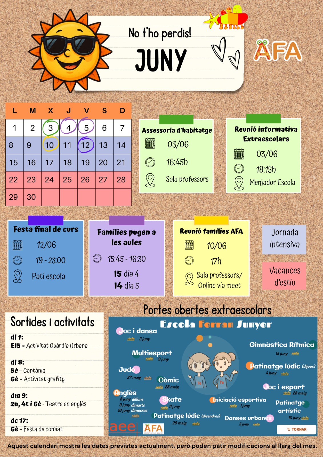 Calendari activitats juny 2026